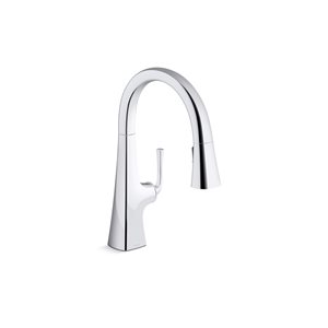 KOHLER Graze Pull-Down Chrome Kitchen Sink Faucet with Three-Function Sprayhead