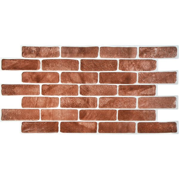 Dundee Deco Falkirk Retro 3D 40-in x 1.6-ft Embossed Faux Brick Vintage Brown Wall Panel - Set of 10