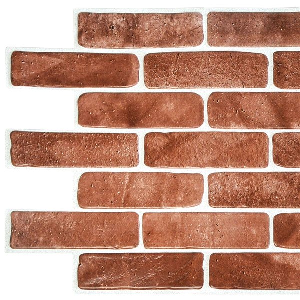 Dundee Deco Falkirk Retro 3D 40-in x 1.6-ft Embossed Faux Brick Vintage Brown Wall Panel - Set of 10