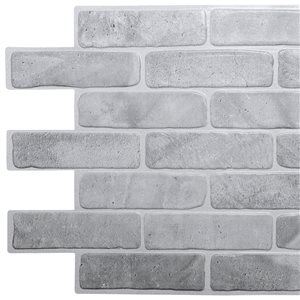 Dundee Deco Falkirk Retro 3D 40-in x 1.6-ft Embossed Faux Brick Vintage Grey Wall Panel - Set of 10