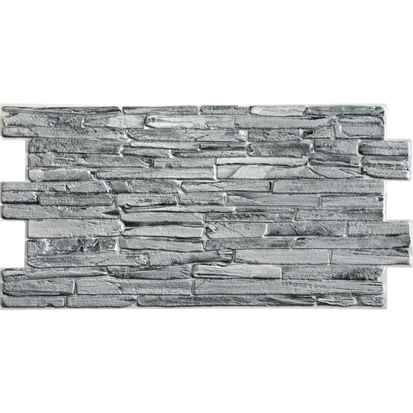 Dundee Deco Falkirk Retro 3D 39-in x 1.7-ft Embossed Faux Slate Grey Wall Panel - Set of 10