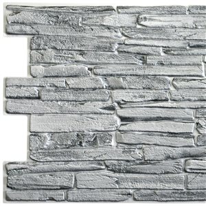 Dundee Deco Falkirk Retro 3D 39-in x 1.7-ft Embossed Faux Slate Grey Wall Panel - Set of 10