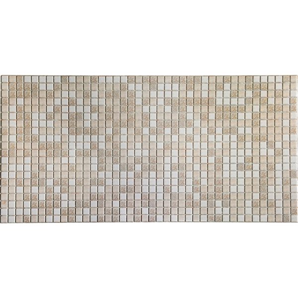 Dundee Deco Falkirk Retro 3D 38-in x 1.6-ft Embossed Faux Mosaic Brown/beige Wall Panel - Set of 5