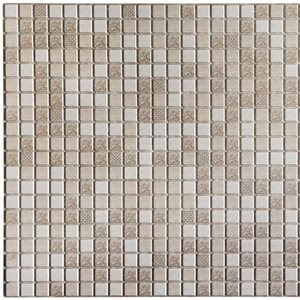 Dundee Deco Falkirk Retro 3D 38-in x 1.6-ft Embossed Faux Mosaic Brown/beige Wall Panel - Set of 5