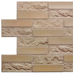 Dundee Deco Falkirk Retro 3D 39-in x 1.6-ft Embossed Faux Brick Mustard Yellow Wall Panel - Set of 5