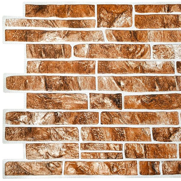 Dundee Deco Falkirk Retro 3D 40-in x 1.6-ft Embossed Faux Slate Light Brown Wall Panel - Set of 10