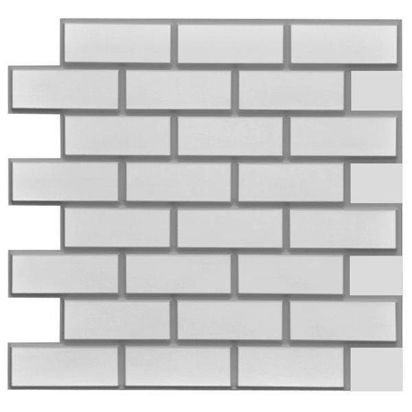 Dundee Deco Falkirk Retro 3D IV 23-in x 2-ft Grey/White Embossed Faux Brick Wall Panel - 1-Pack