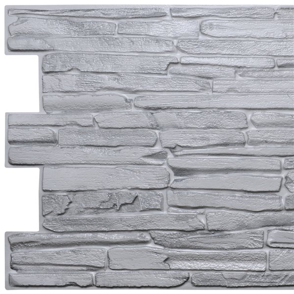 Dundee Deco Falkirk Retro 3D 39-in x 1.7-ft Grey Embossed Faux Stone Wall Panel - Set of 10