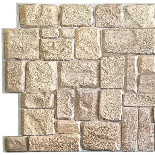 Dundee Deco Falkirk Retro 3D 39-in x 1.7-ft Embossed Faux Stone Beige Wall Panel - Set of 10