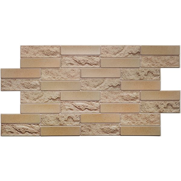 Dundee Deco Falkirk Retro 3D 39-in x 1.6-ft Embossed Faux Brick Mustard Yellow Wall Panel - Set of 10