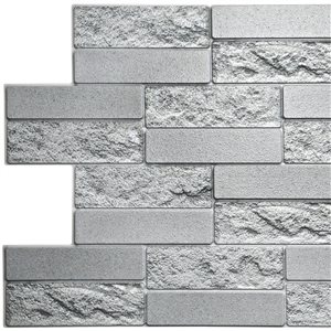 Dundee Deco Falkirk Retro 3D 39-in x 1.6-ft Embossed Faux Brick Grey Wall Panel - 10-Pack