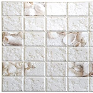 Dundee Deco Falkirk Retro 3D 38-in x 1.6-ft Embossed Faux Stone White Wall Panel - 5-Pack