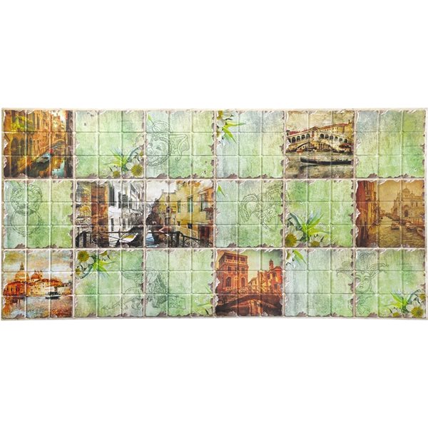 Dundee Deco Falkirk Retro 3D 38-in x 1.6-ft Embossed Square Green Wall Panel - 10-Pack