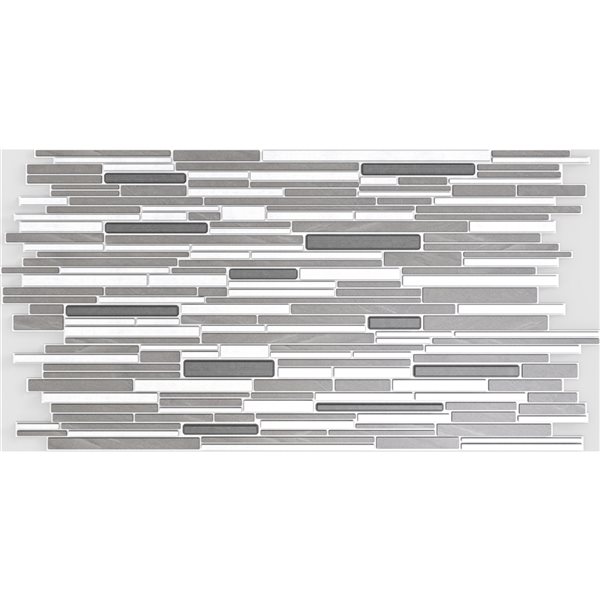 Dundee Deco Falkirk Renfrew II 38-in x 1.6-ft Embossed Faux Mosaic White/Grey Wall Panel - Set of 5