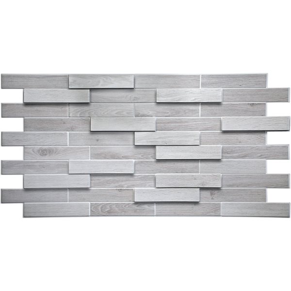 Dundee Deco Falkirk Retro 3D 39-in x 1.6-ft Embossed Faux Wood White/grey Wall Panel - Set of 5