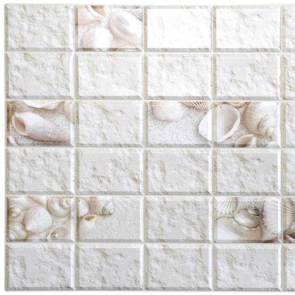 Dundee Deco Falkirk Retro 3D 38-in x 1.6-ft Embossed Faux Stone White Wall Panel - 10-Pack