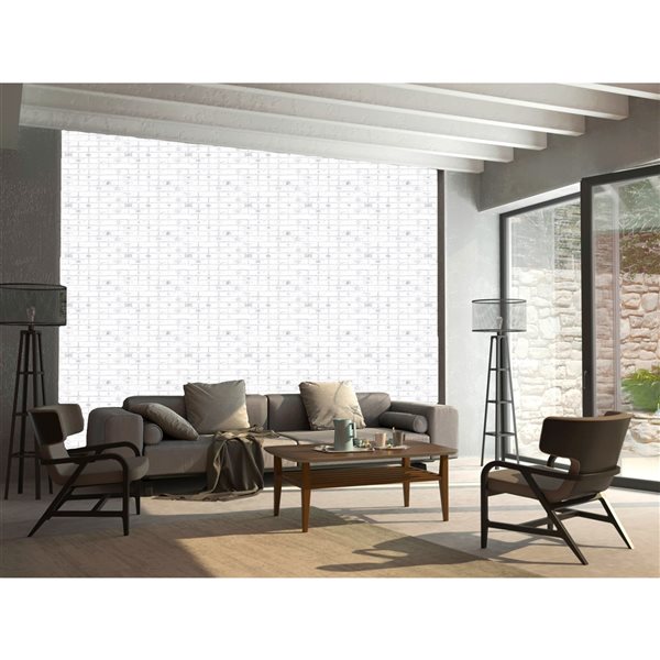Dundee Deco Falkirk Renfrew II 35-in x 2.1-ft Embossed Faux Brick White Wall Panel - 1-Pack