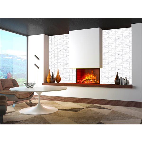 Dundee Deco Falkirk Renfrew II 35-in x 2.1-ft Embossed Faux Brick White Wall Panel - 1-Pack