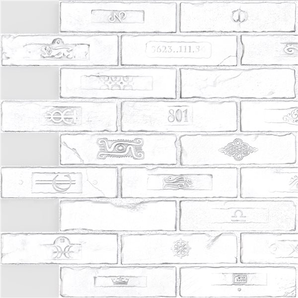 Dundee Deco Falkirk Renfrew II 35-in x 2.1-ft Embossed Faux Brick White Wall Panel - 1-Pack