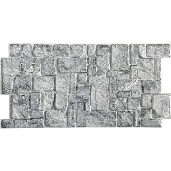 Dundee Deco Falkirk Retro 3D 39-in x 1.6-ft Embossed Faux Stone Grey Wall Panel - Set of 5