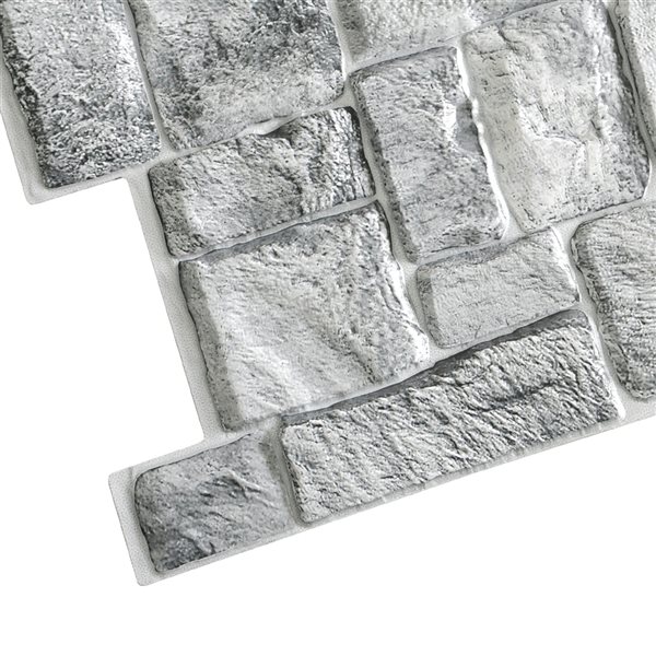 Dundee Deco Falkirk Retro 3D 39-in x 1.6-ft Embossed Faux Stone Grey Wall Panel - Set of 5