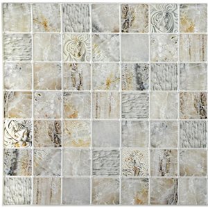 Dundee Deco Falkirk Retro 3D 38-in x 1.6-ft Embossed Faux Marble Beige/grey Wall Panel - Set of 5