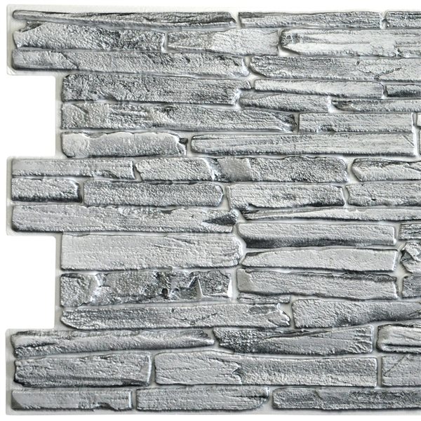 Dundee Deco Falkirk Retro 3D 39-in x 1.7-ft Embossed Faux Slate Grey Wall Panel - Set of 5