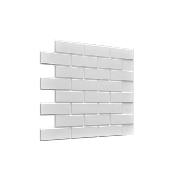 Dundee Deco Falkirk Retro 3D IV 23-in x 2-ft Embossed Faux Brick Pearl White Wall Panel - 1-Pack