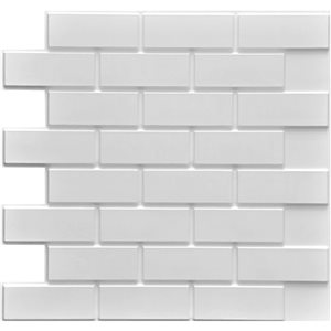 Dundee Deco Falkirk Retro 3D IV 23-in x 2-ft Embossed Faux Brick Pearl White Wall Panel - 1-Pack