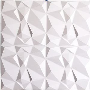 Dundee Deco Falkirk Retro 3D IV 24-in x 2-ft Embossed Faux Stone White Wall Panel - Set of 10