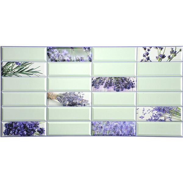 Dundee Deco Falkirk Retro 3D 38-in x 1.6-ft Embossed Faux Brick Violet/Green Wall Panel - Set of 5