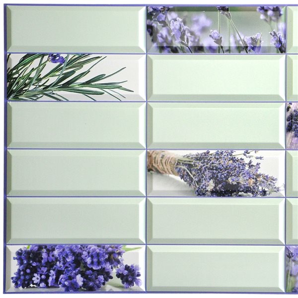 Dundee Deco Falkirk Retro 3D 38-in x 1.6-ft Embossed Faux Brick Violet/Green Wall Panel - Set of 5