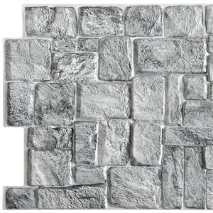 Dundee Deco Falkirk Retro 3D 39-in x 1.6-ft Embossed Faux Stone Grey Wall Panel - Set of 10