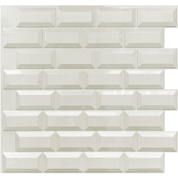 Dundee Deco Falkirk Retro 3D IV 23-in x 1.8-ft Embossed Faux Brick White Wall Panel - Set of 10