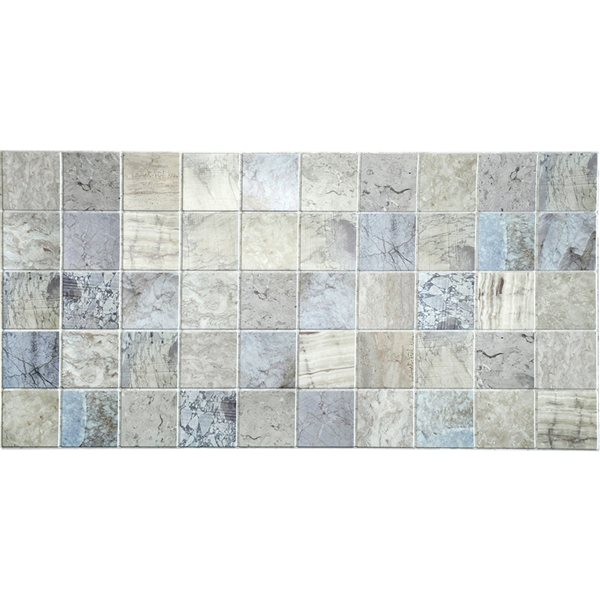 Dundee Deco Falkirk Retro 3D 38-in x 1.6-ft Embossed Faux Marble Blue/Beige Wall Panel - Set of 10