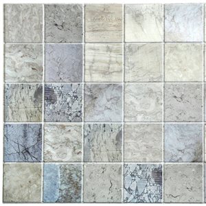 Dundee Deco Falkirk Retro 3D 38-in x 1.6-ft Embossed Faux Marble Blue/Beige Wall Panel - Set of 10
