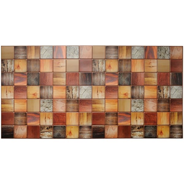 Dundee Deco Falkirk Retro 3D 38-in x 1.6-ft Embossed Faux Wood Multicoloured Wall Panel - Set of 10