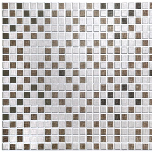 Dundee Deco Falkirk Retro 3D 38-in x 1.6-ft Embossed Square Off-white/Brown/Grey Wall Panel - Set of 5