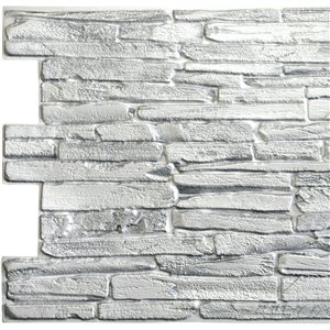 Dundee Deco Falkirk Retro 3D 39-in x 1.7-ft Embossed Faux Stone White Wall Panel - Set of 5