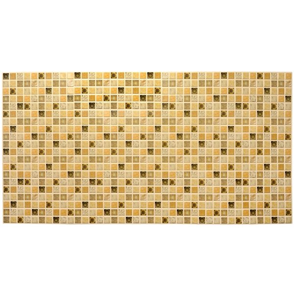 Dundee Deco Falkirk Retro 3D 38-in x 1.6-ft Embossed Faux Mosaic Yellow/Dark Brown Wall Panel - Set of 5