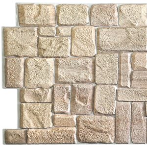 Dundee Deco Falkirk Retro 3D 39-in x 1.7-ft Embossed Faux Stone Beige Wall Panel - Set of 5