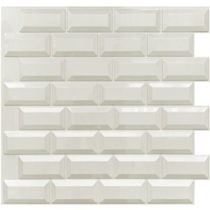 Dundee Deco Falkirk Retro 3D IV 23-in x 1.8-ft Embossed Faux Brick White Wall Panel - Set of 5