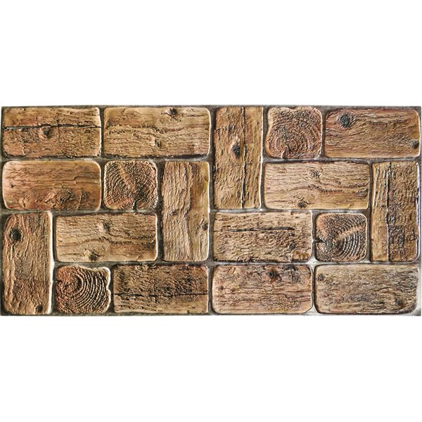 Panneau mural Falkirk rétro 3D par Dundee Deco de 38 po x 1,6 pi à relief et faux bois, brun, pqt et 5