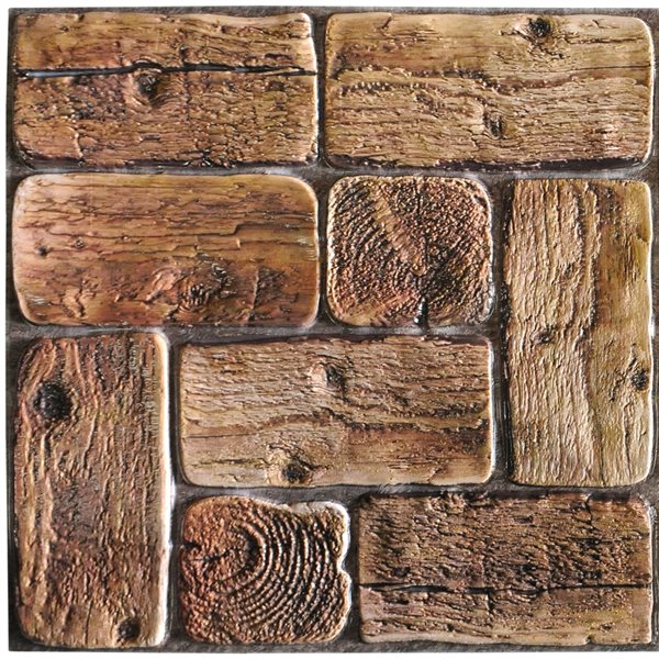 Dundee Deco Falkirk Retro 3D 38-in x 1.6-ft Embossed Faux Wood Brown Wall Panel - Set of 5