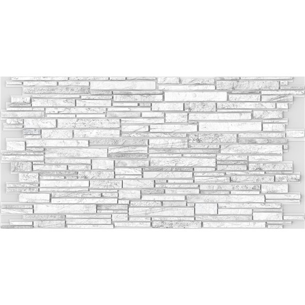 Dundee Deco Falkirk Renfrew II 39-in x 1.6-ft Embossed Faux Stone White/Grey Wall Panel - Set of 10