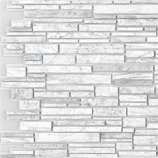Dundee Deco Falkirk Renfrew II 39-in x 1.6-ft Embossed Faux Stone White/Grey Wall Panel - Set of 10