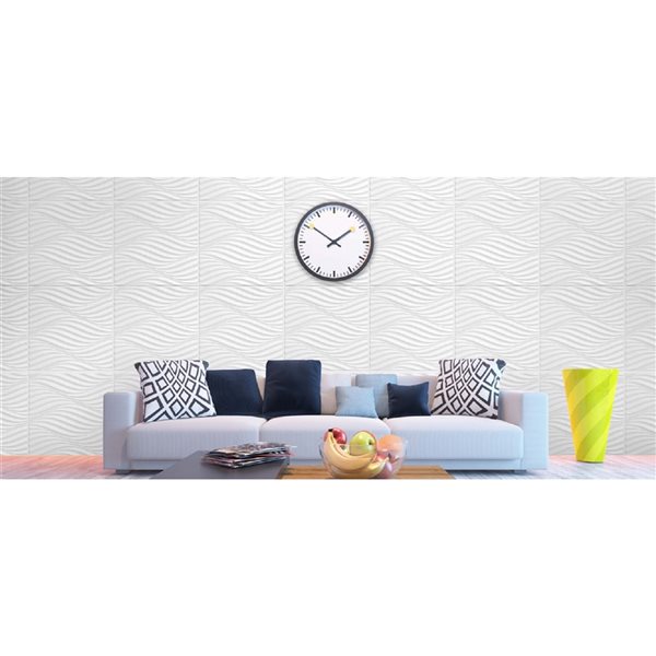 Dundee Deco Falkirk Retro 3D IV 23-in x 2-ft Embossed Off-white Wall Panel - Set of 5