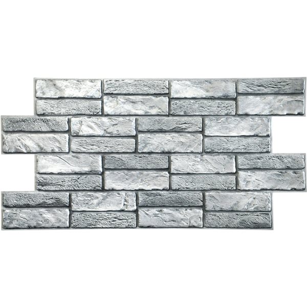 Dundee Deco Falkirk Retro 3D 38-in x 1.6-ft Embossed Faux Brick Grey Wall Panel - Set of 10