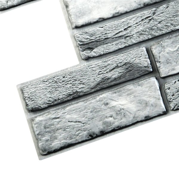 Dundee Deco Falkirk Retro 3D 38-in x 1.6-ft Embossed Faux Brick Grey Wall Panel - Set of 10