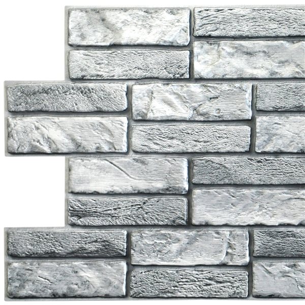 Dundee Deco Falkirk Retro 3D 38-in x 1.6-ft Embossed Faux Brick Grey Wall Panel - Set of 10